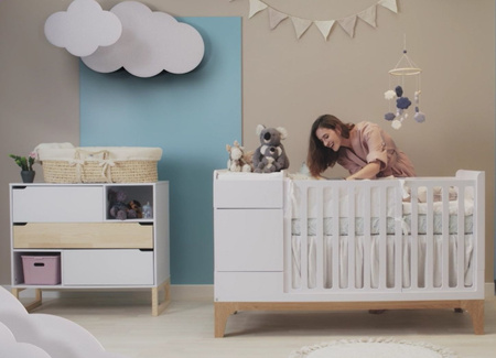 UP! snow 70x120 convertible baby cot – extends to 160 cm with Desk