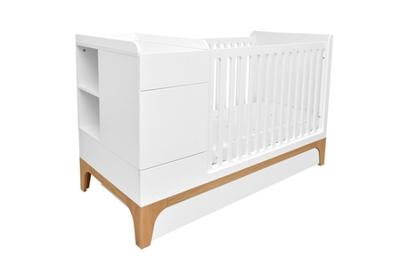 UP! snow 70x120 convertible baby cot – extends to 160 cm with Desk