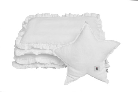 Snowy white linen bedding with filling size S