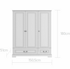 Ines elegant white 3-door wardrobe