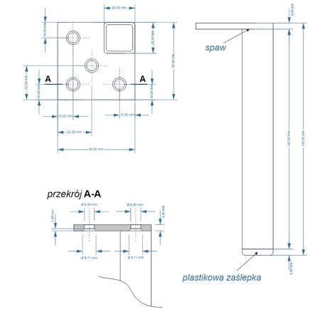 Noga metalowa LUMI H-150 mm
