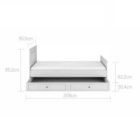 Ines elegant white Bett 90x200