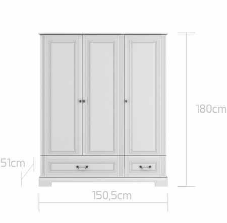 Ines elegant white Dreitüriger Schrank