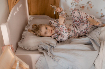 Stone gray lniana pościel 2-el M z falbanką