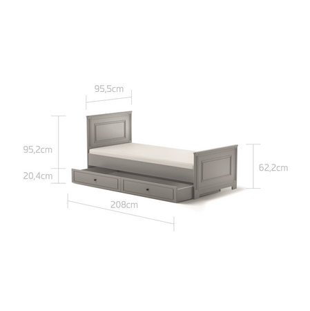 Ines neutral gray Bett 90x200