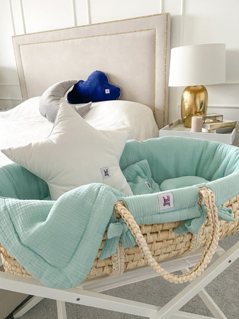 Set: Meeko Moses Korb mit Matratze + Ständer + Mint Textilien