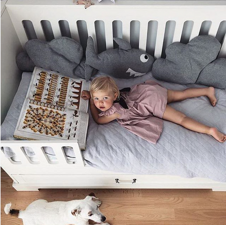 Ines elegant white Kinderbett 70x140 mit Sofafunktion