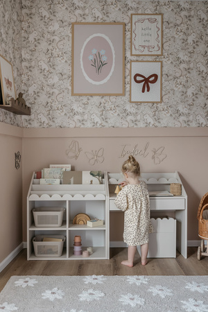 Zestaw dziecięcy Book Nook latte – biurko Montessori z dwoma krzesełkami