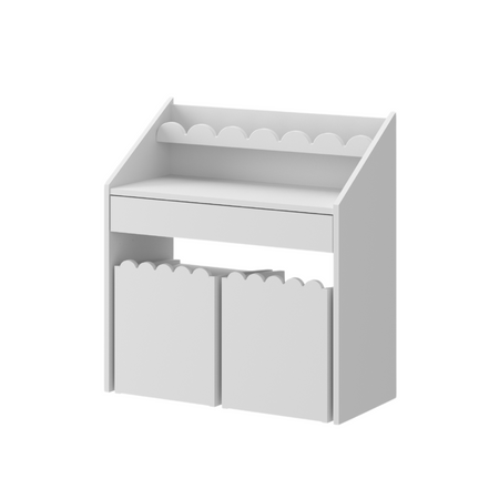 Montessori-Set Book Nook snow– Kinderschreibtisch mit zwei Stühlen