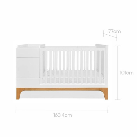 UP! snow 70x120 convertible baby cot – extends to 160 cm with Desk